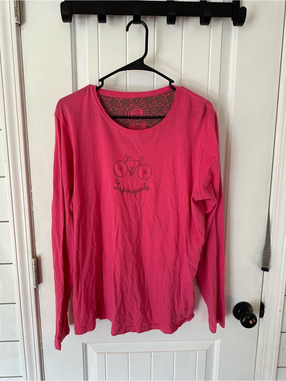 Life Is Good Bright Pink Long-Sleeve Graphic Tee